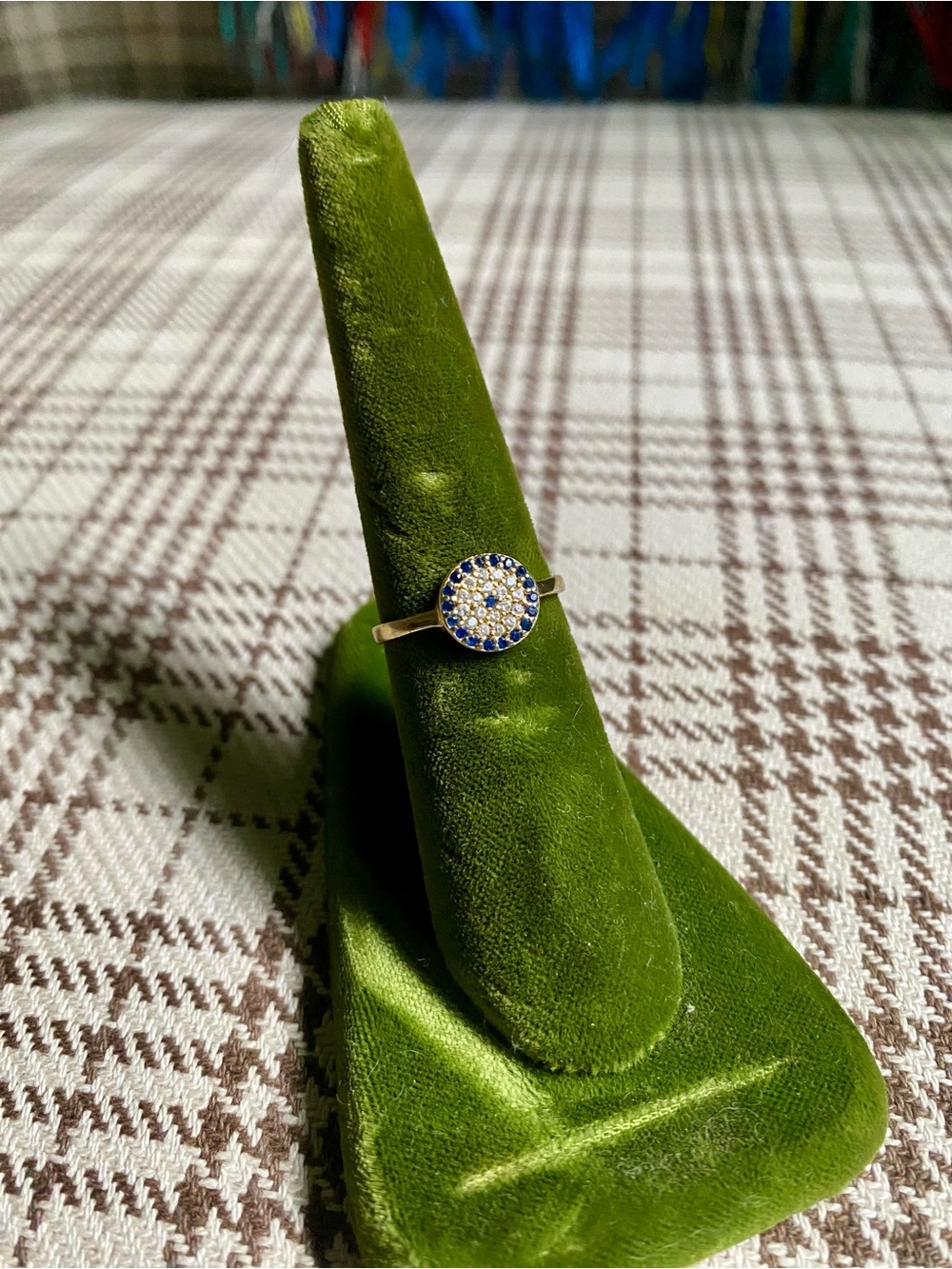 Delicate Blue and White Pavé Circle Ring - Women's Jewelry